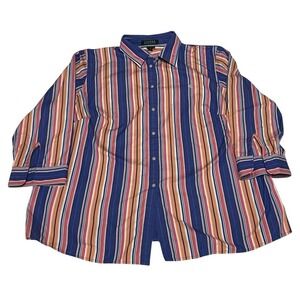 Lauren Ralph Lauren‎ Multi Colored Striped 3/4 Sleeve Button Down 1X Preppy Work